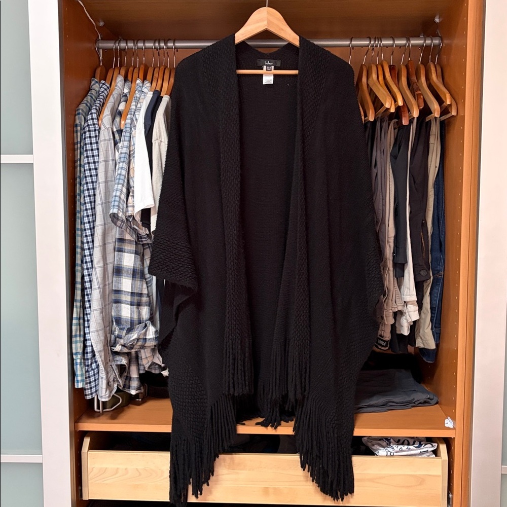 Wrapped in Cozy Black Knit Fringe Cardigan
